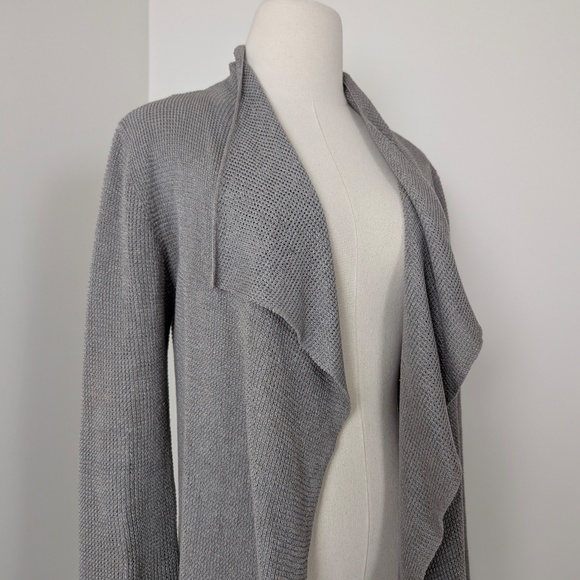 Line The Label Knit Linen Cardigan Fitted Long Sleeve Duster Drape Front Open - Picture 8 of 12